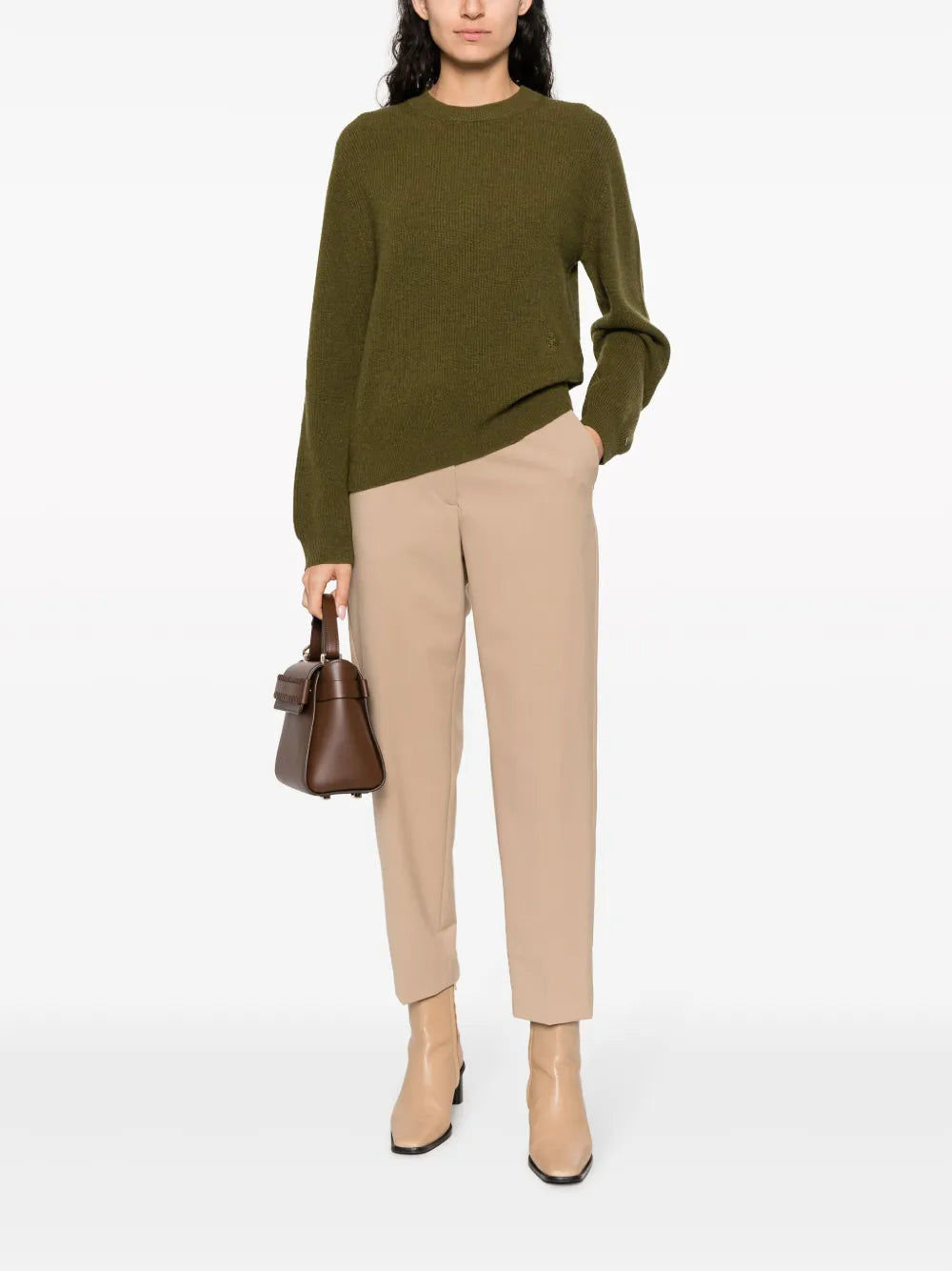 Logo-Plaque Ribbed Jumper
