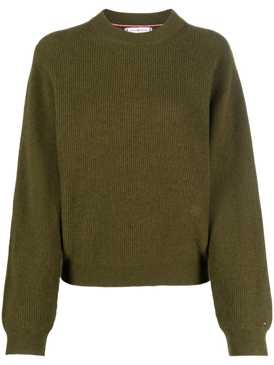 Logo-Plaque Ribbed Jumper