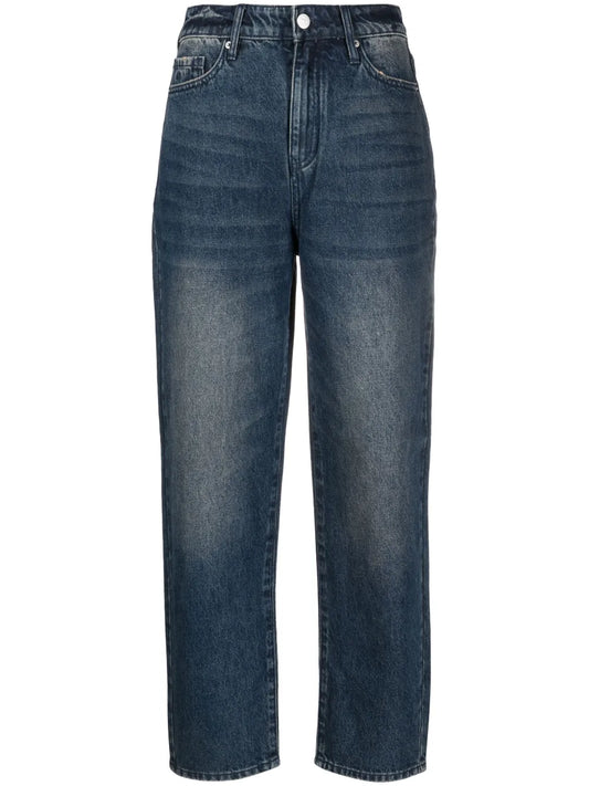 Distressed-Effect Straight-Leg Jeans