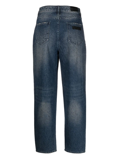 Distressed-Effect Straight-Leg Jeans