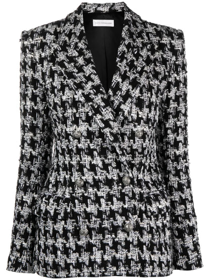 Bouclé Houndstooth-Pattern Blazer