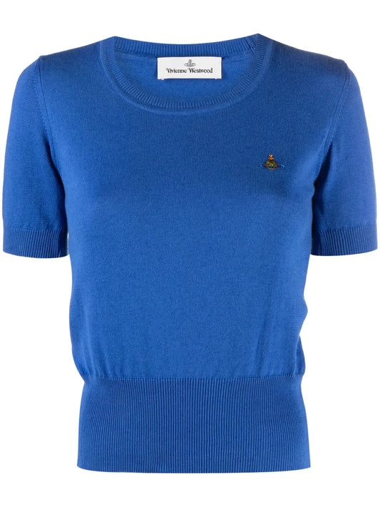 Orb-Embroidered Fine-Knit Top