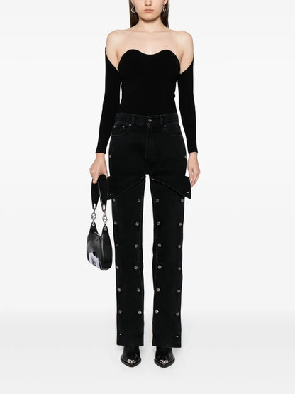 Detachable-Sleeve Ribbed-Knit Top