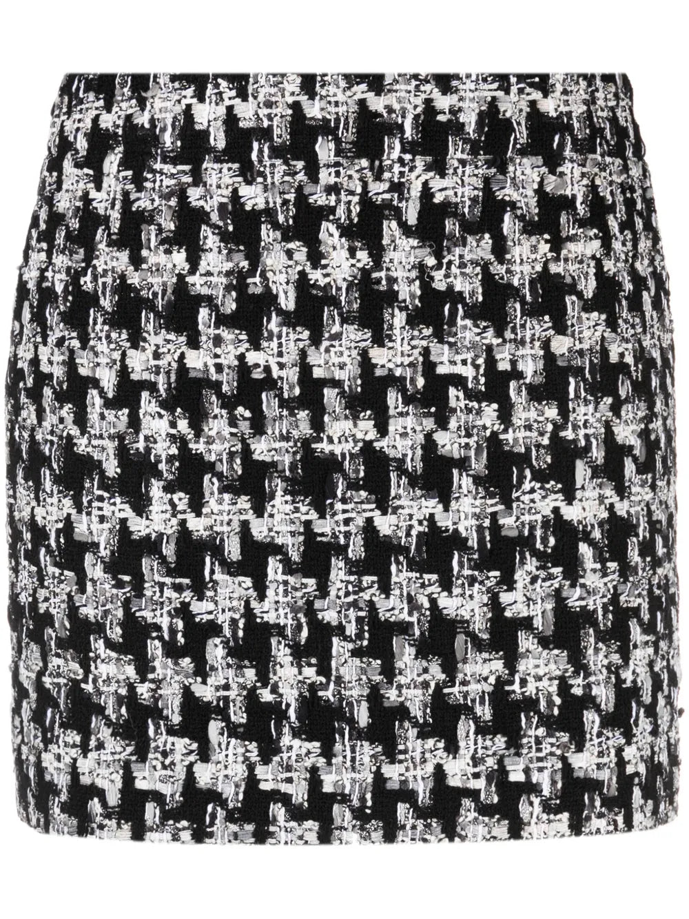 Houndstooth-Pattern Knitted Miniskirt