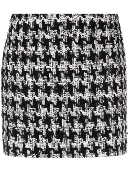 Houndstooth-Pattern Knitted Miniskirt