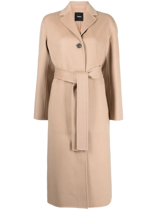 Wool-Cashmere Belted-Waist Coat