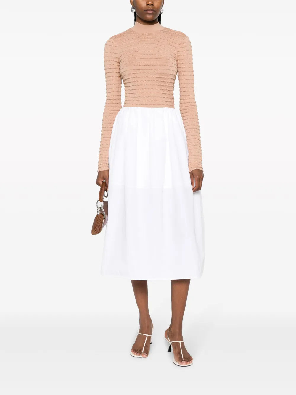 Smocked Mock-Neck Jumper