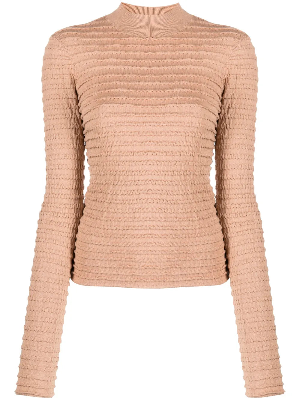 Smocked Mock-Neck Jumper