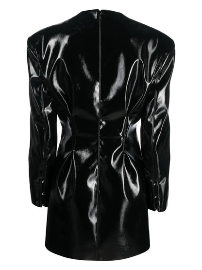 V-Neck Laminated Minidress