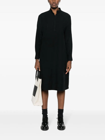 Long-Sleeve Stretch-Cotton Shirtdress