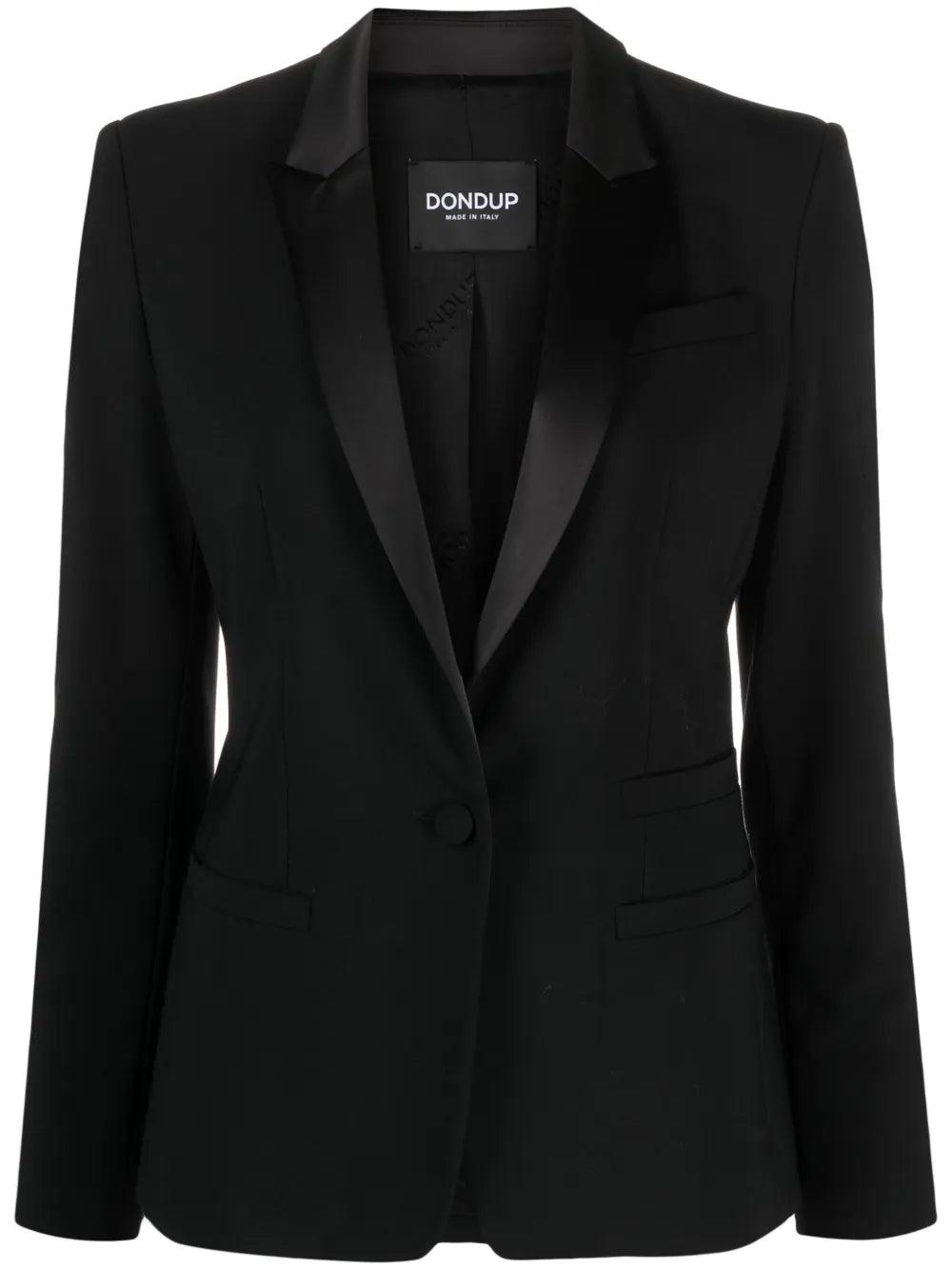 Satin-Lapel Single-Breasted Blazer