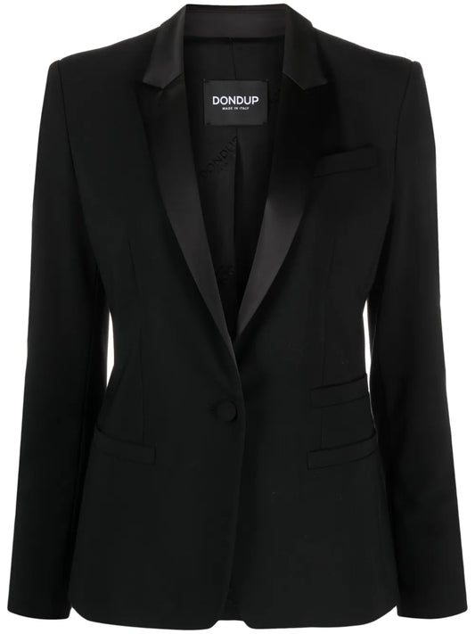 Satin-Lapel Single-Breasted Blazer