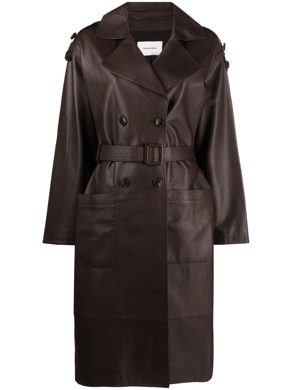 Double-Breasted Leather Trench Coat