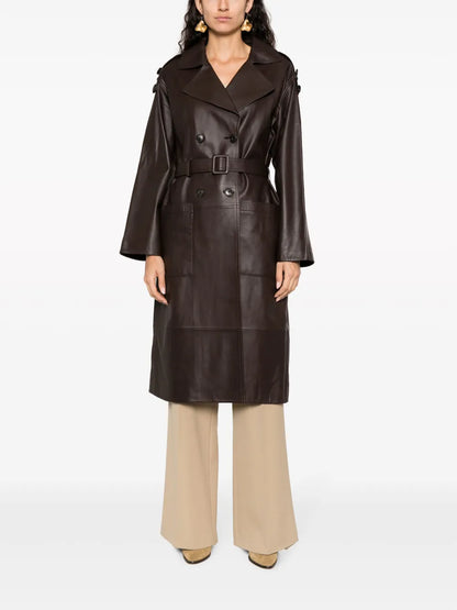 Double-Breasted Leather Trench Coat