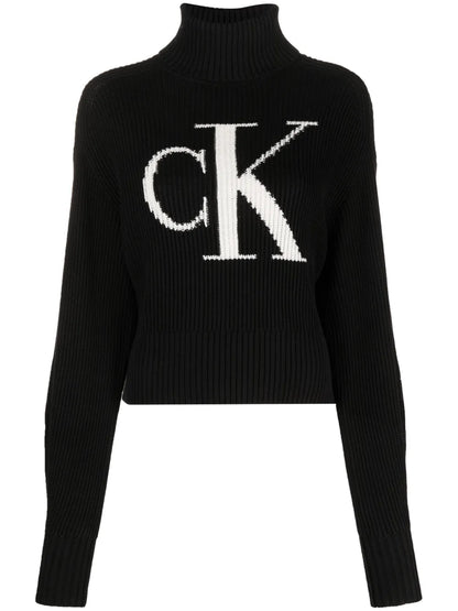 Intarsia-Knit Logo Cotton Jumper