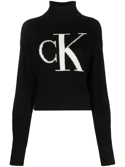 Intarsia-Knit Logo Cotton Jumper