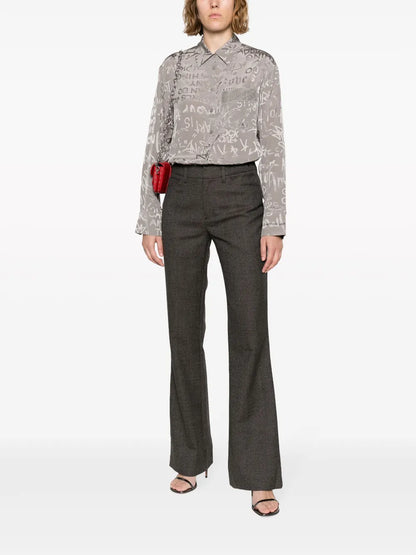Slogan-Print Silk Shirt
