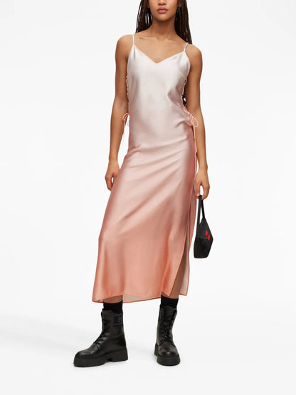 Gradient-Effect Satin Midi Dress