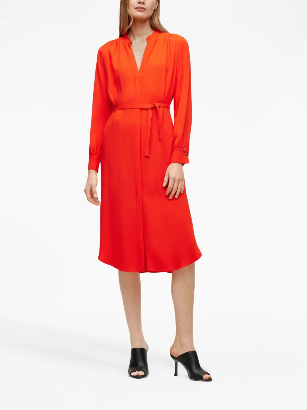 Tied-Waist Midi Shirtdress