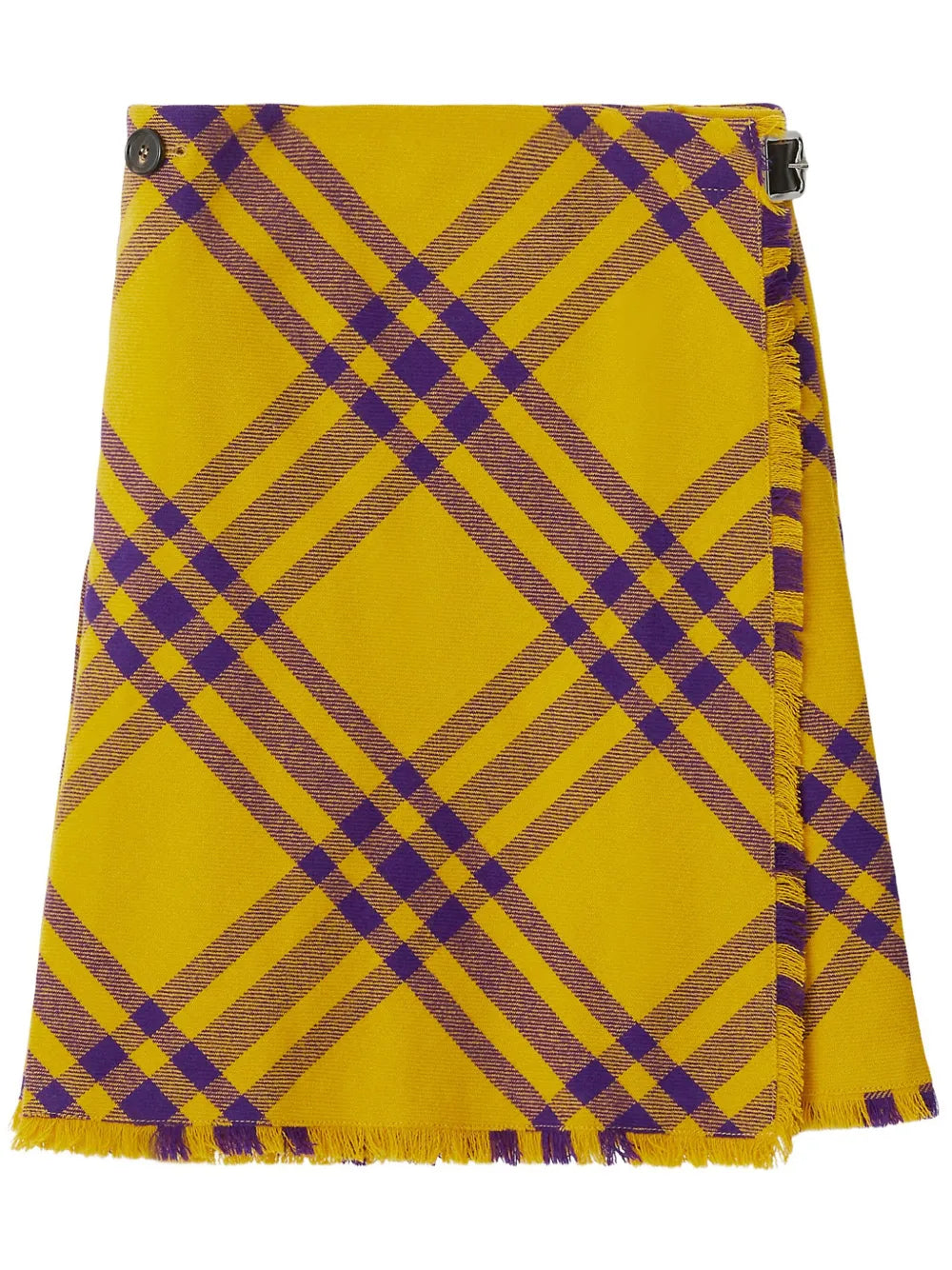 Check-Pattern Frayed Kilt