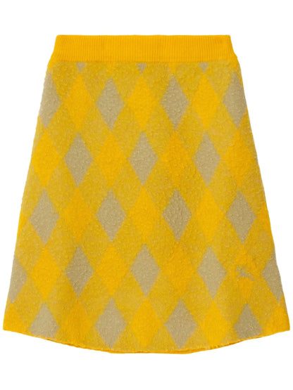 Check-Plaid Wool Skirt