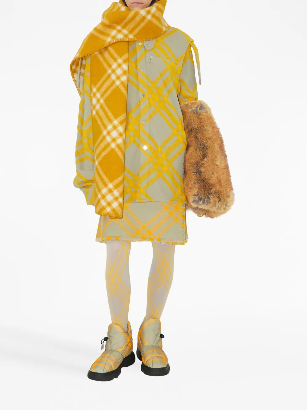 Check-Pattern Frayed Kilt