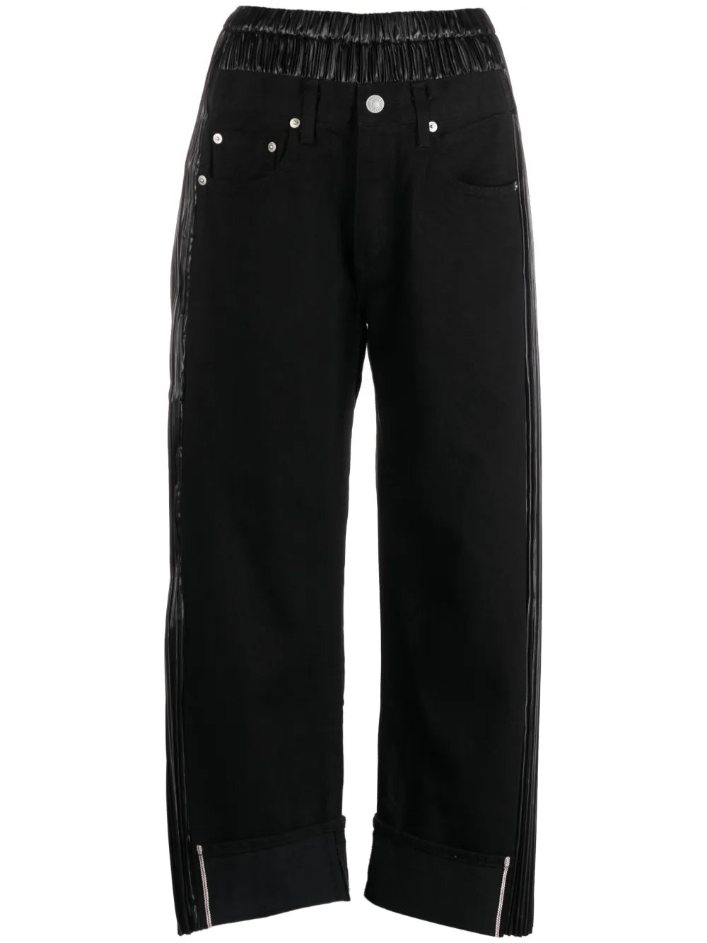 Logo-Patch Panelled-Design Cropped Jeans