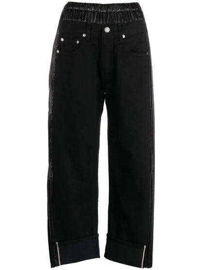 Logo-Patch Panelled-Design Cropped Jeans