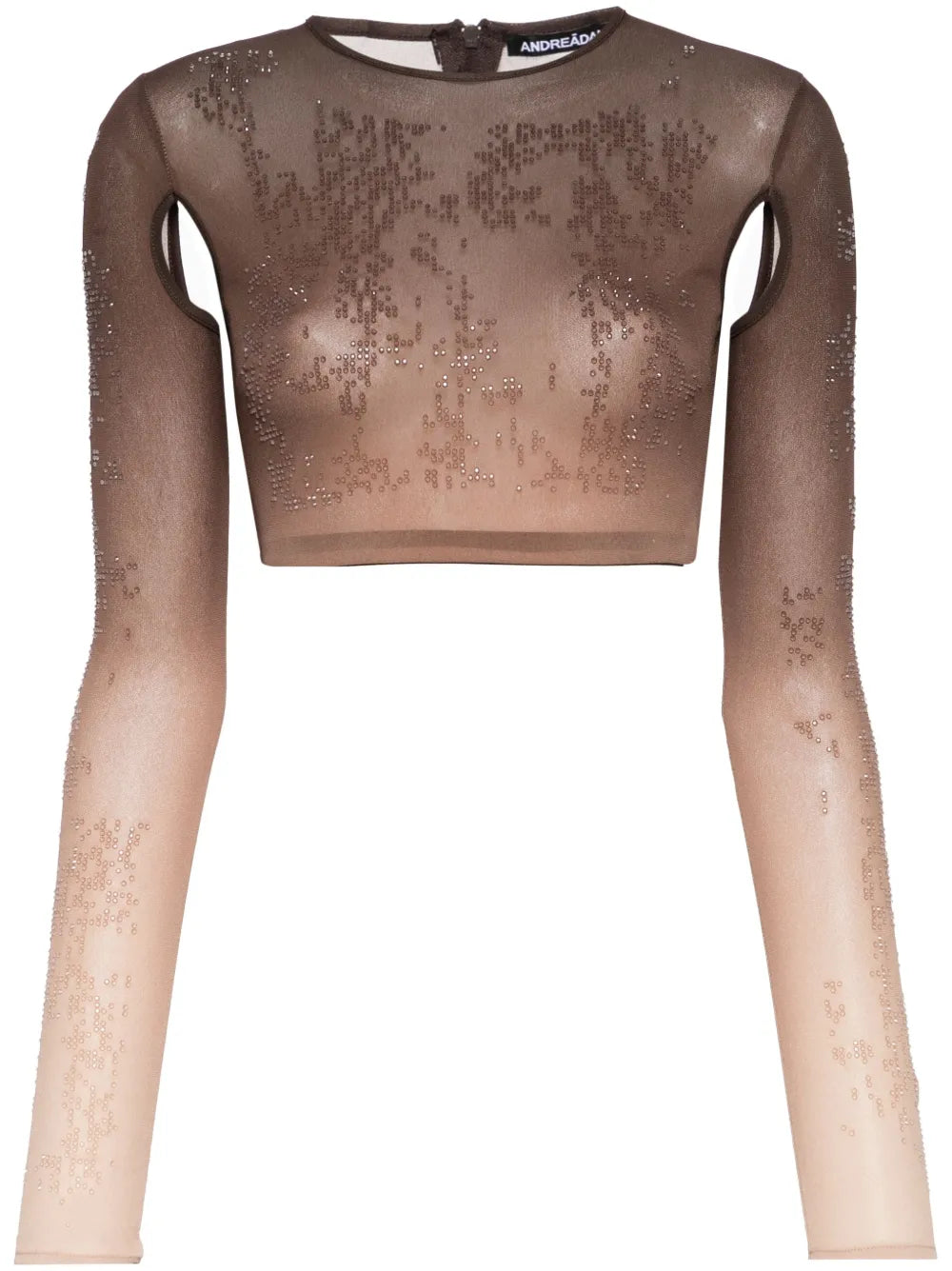 Rhinestone-Embellished Ombré Crop Top