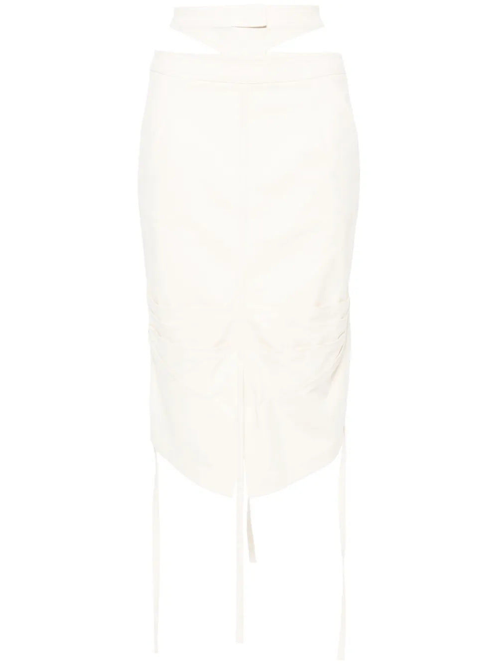 Double-Belt Stretch-Cotton Midi Skirt