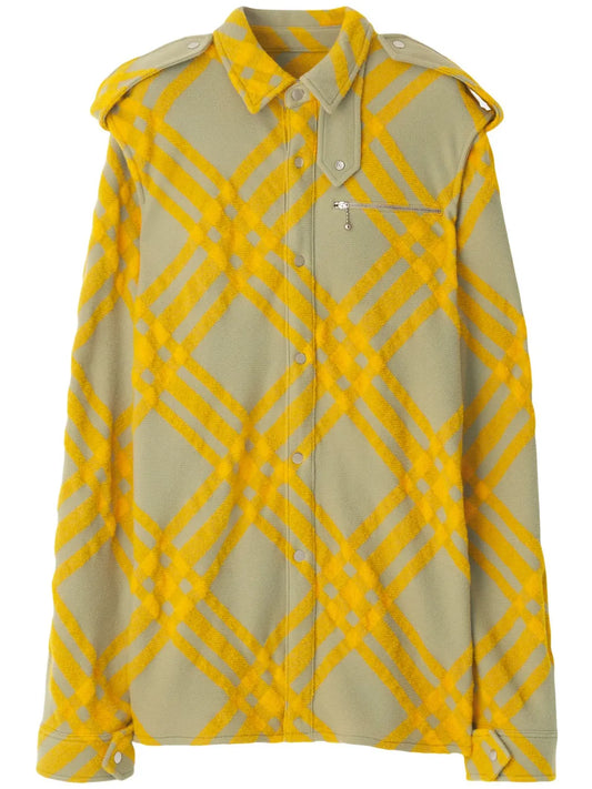Check-Pattern Wool-Blend Shirt