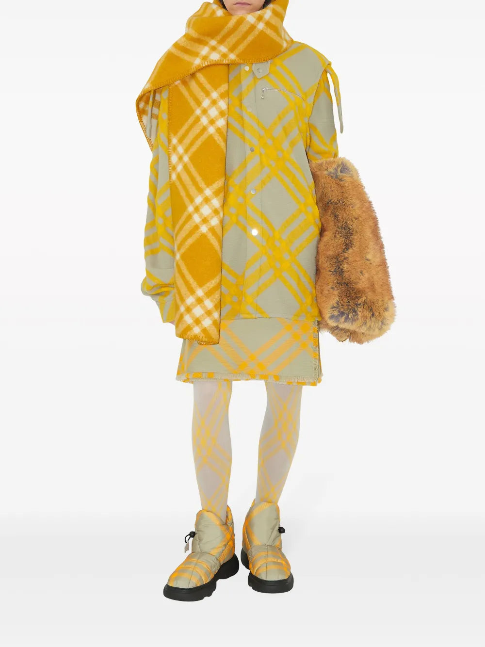Check-Pattern Wool-Blend Shirt