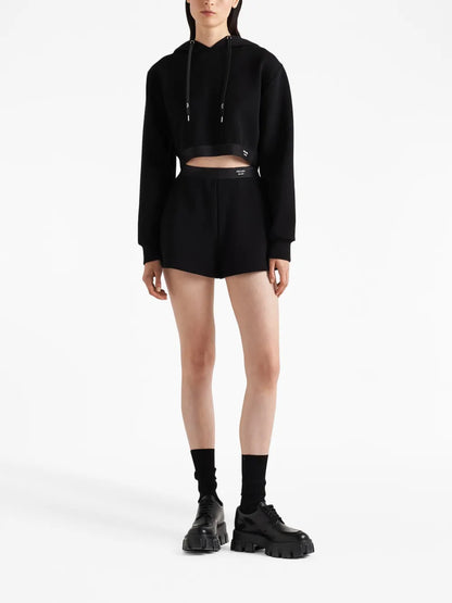 Logo-Print Cropped Hoodie