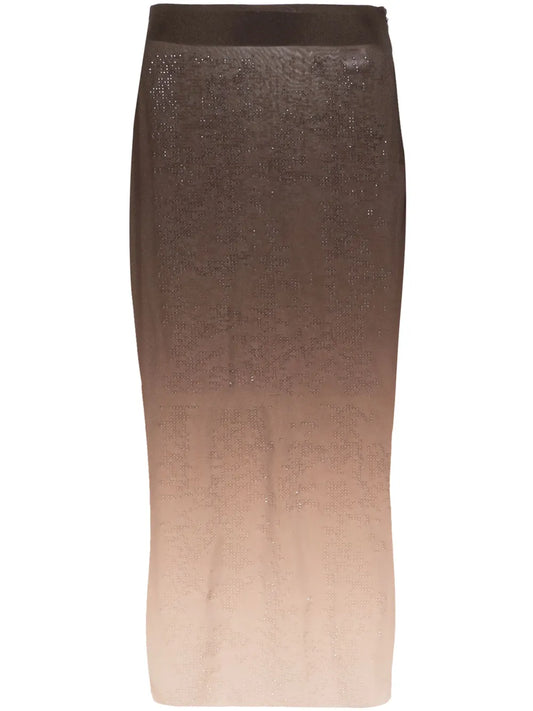Rhinestone-Embellished Midi Skirt