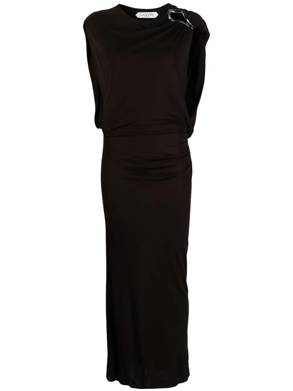 Brooch-Detail Maxi Dress