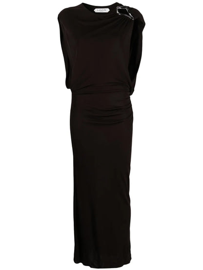 Brooch-Detail Maxi Dress