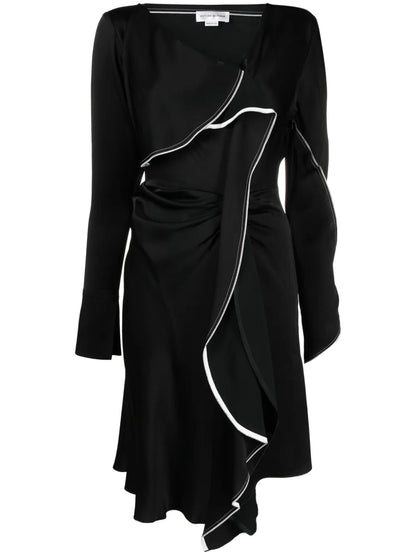 Asymmetric Draped Midi Dress