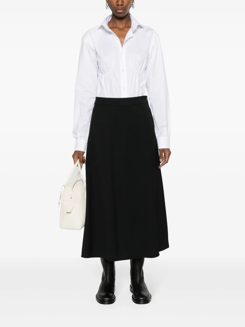 A-Line Wool Midi Skirt