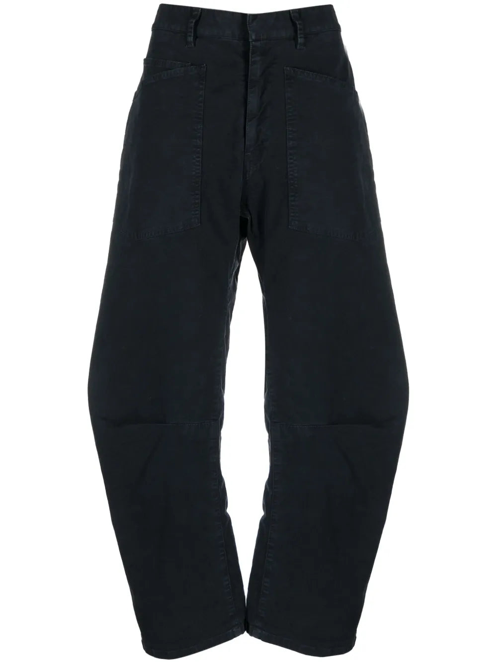 Concealed-Fastening Cotton Straight Trousers
