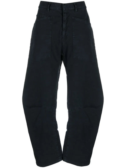 Concealed-Fastening Cotton Straight Trousers