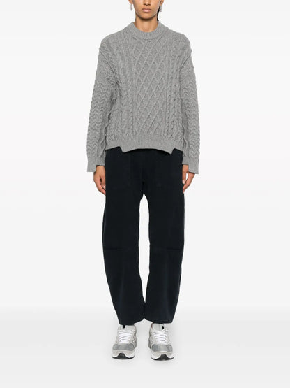 Concealed-Fastening Cotton Straight Trousers