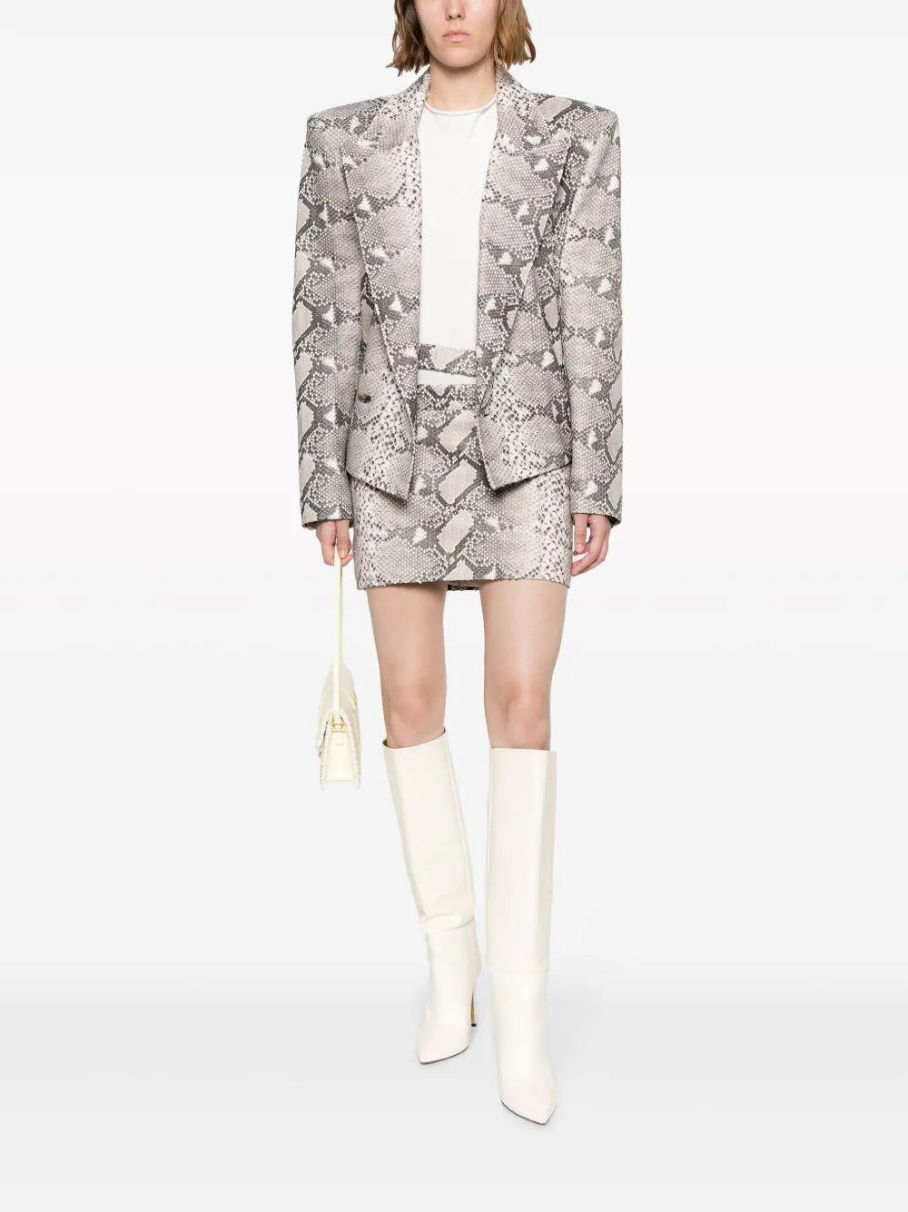 Ararat Python-Print Leather Miniskirt