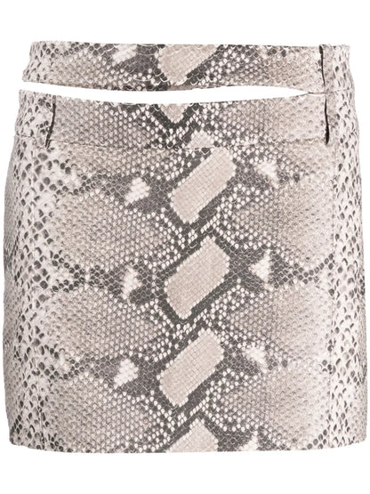 Ararat Python-Print Leather Miniskirt