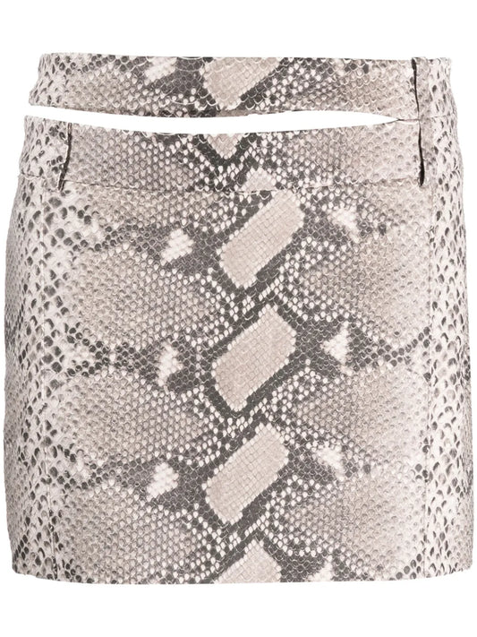 Ararat Python-Print Leather Miniskirt