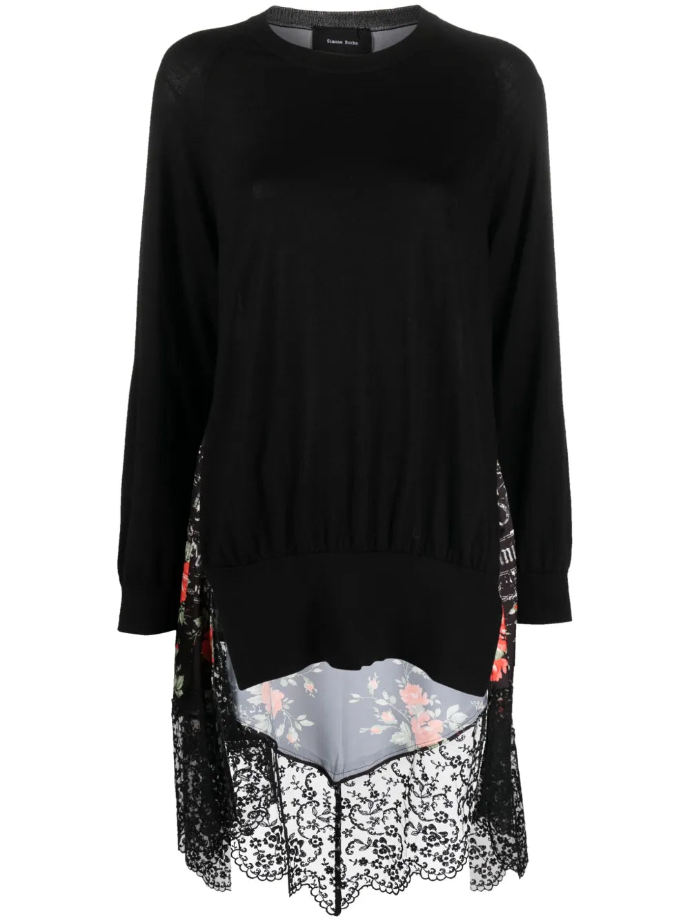 Panelled Asymmetric Lace-Trim Top