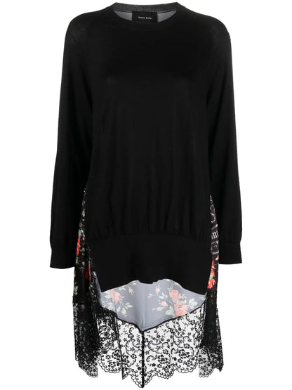 Panelled Asymmetric Lace-Trim Top