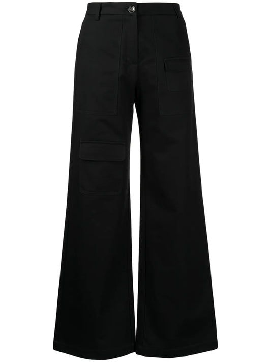 Wide-Leg Cotton Cargo Trousers