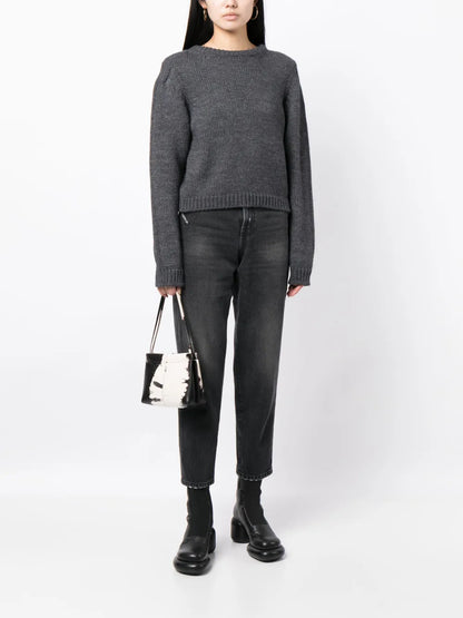 Washed-Denim Cropped Jeans