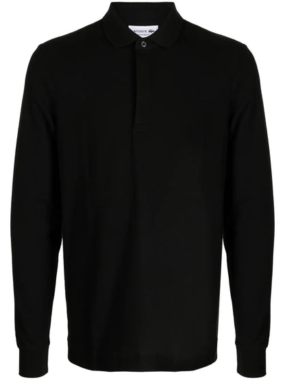 Logo-Patch Long-Sleeve Polo Shirt