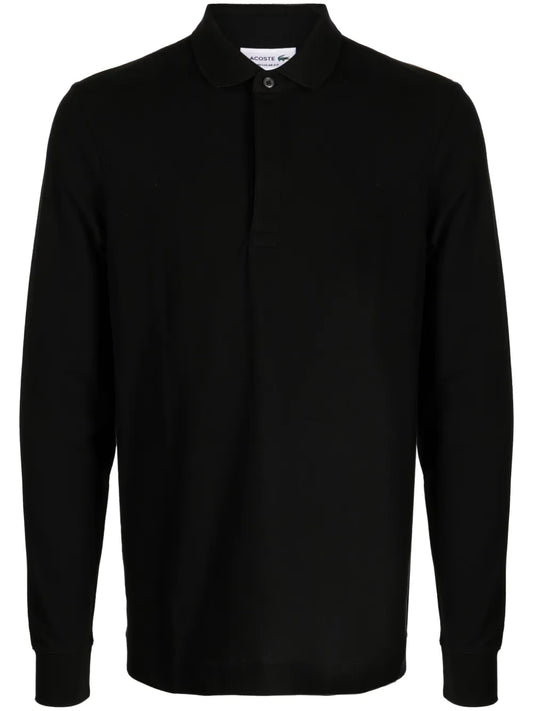 Logo-Patch Long-Sleeve Polo Shirt